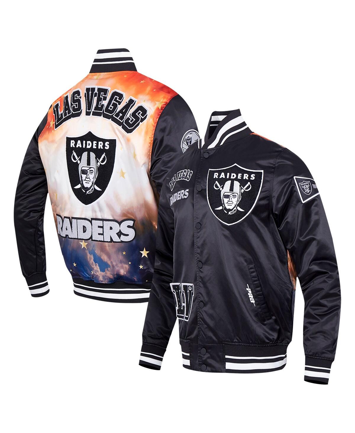 Men's Black Las Vegas Raiders Sublimated Satin Full-Snap Jacket - Black