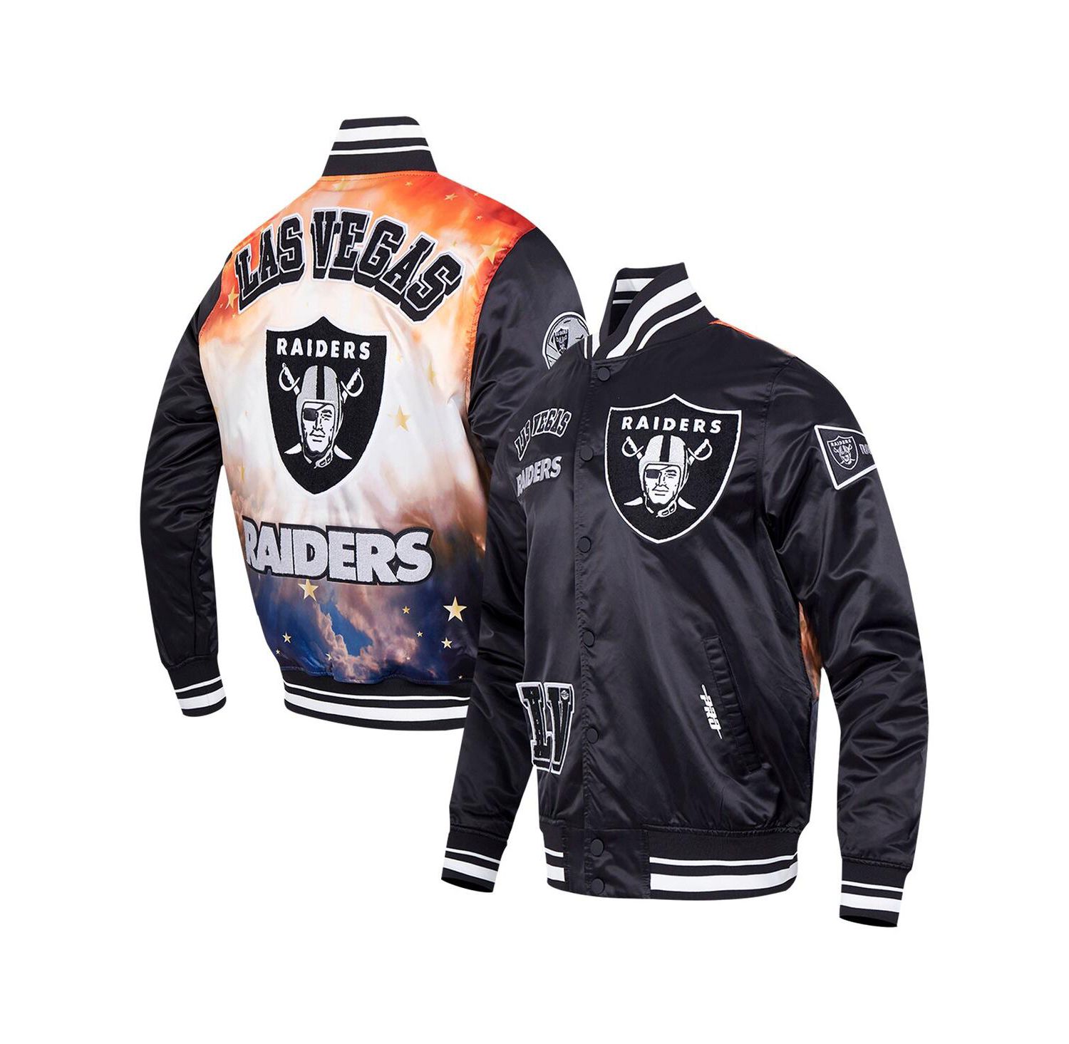 Men's Black Las Vegas Raiders Sublimated Satin Full-Snap Jacket