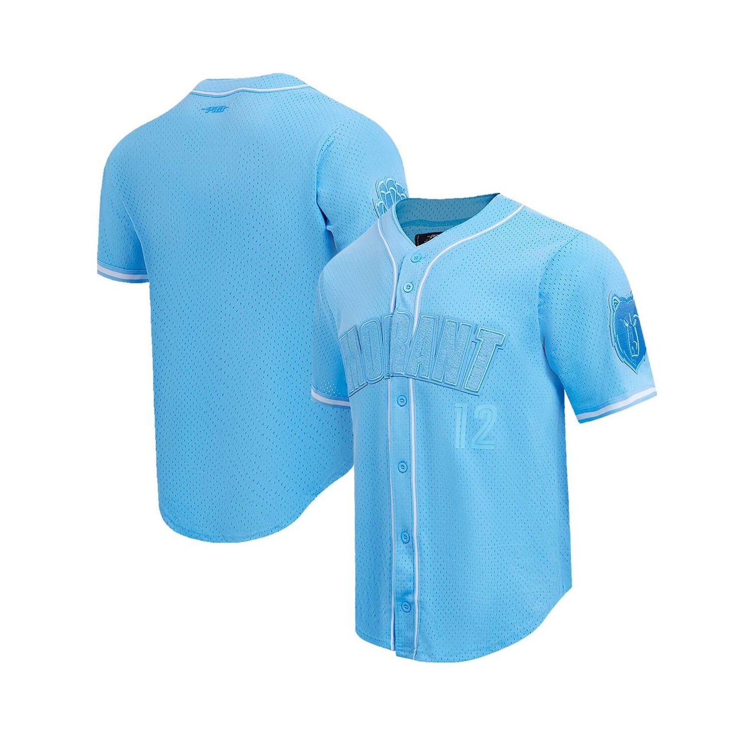 Men's Ja Morant Light Blue Memphis Grizzlies Triple Tonal Mesh Button-Up Shirt