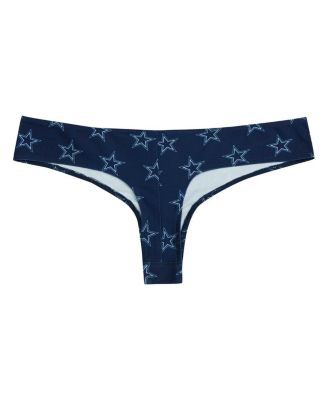 Women's Navy Dallas Cowboys Record Allover Print Knit Thong