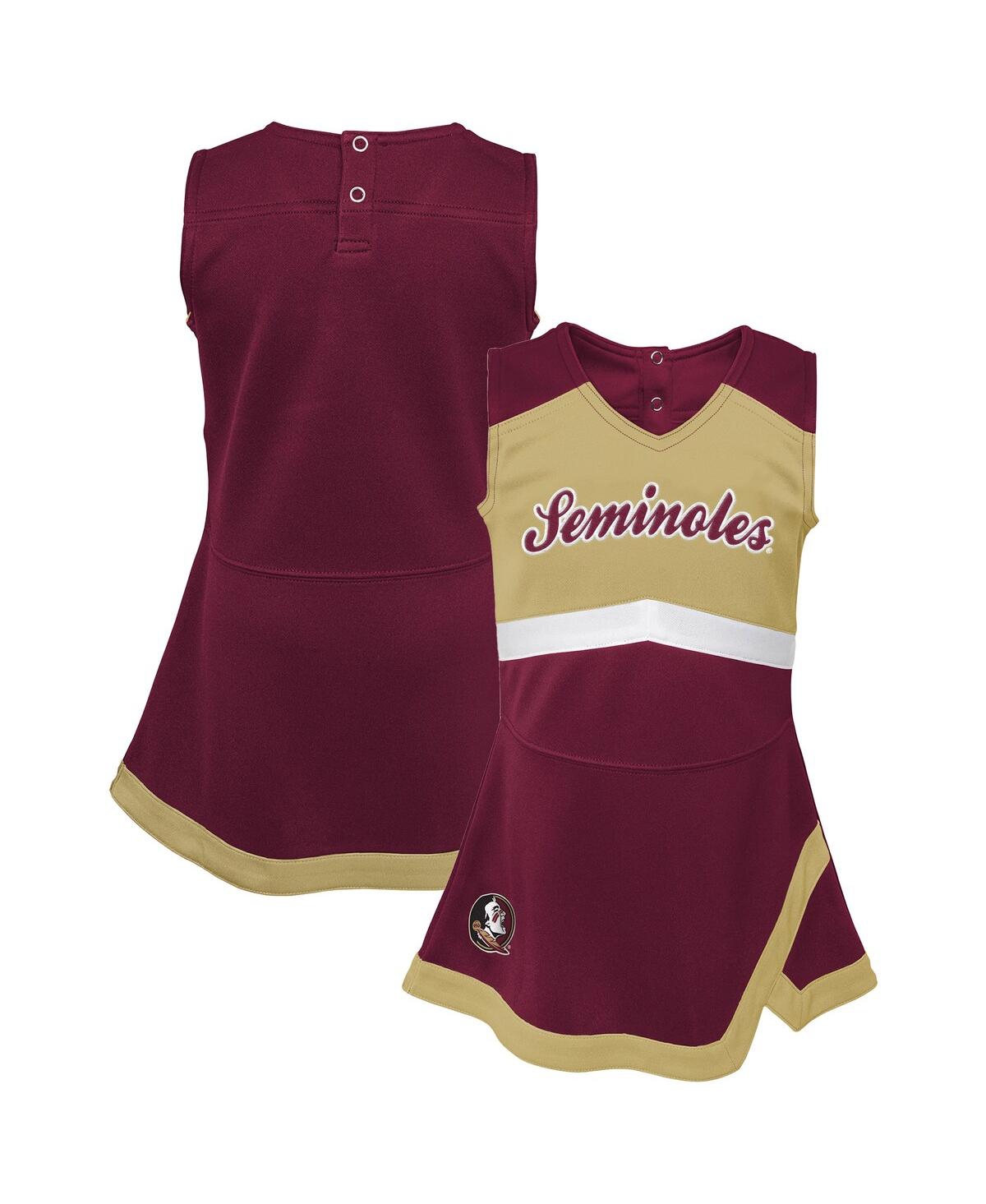 Outerstuff Kids' Big Girls Garnet Florida State Seminoles Cheer Captain Jumper Dress In Burgundy