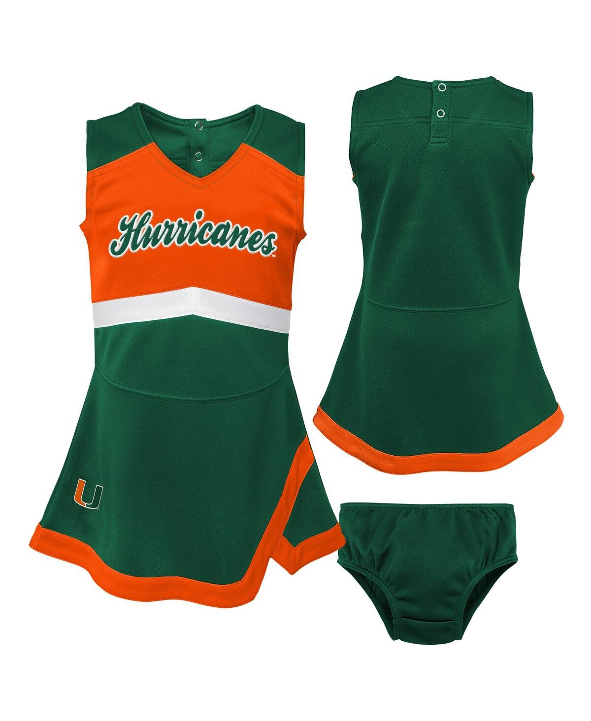 Outerstuff Big Girls Green Miami Hurricanes Cheer Captain Jumper Dress In Green