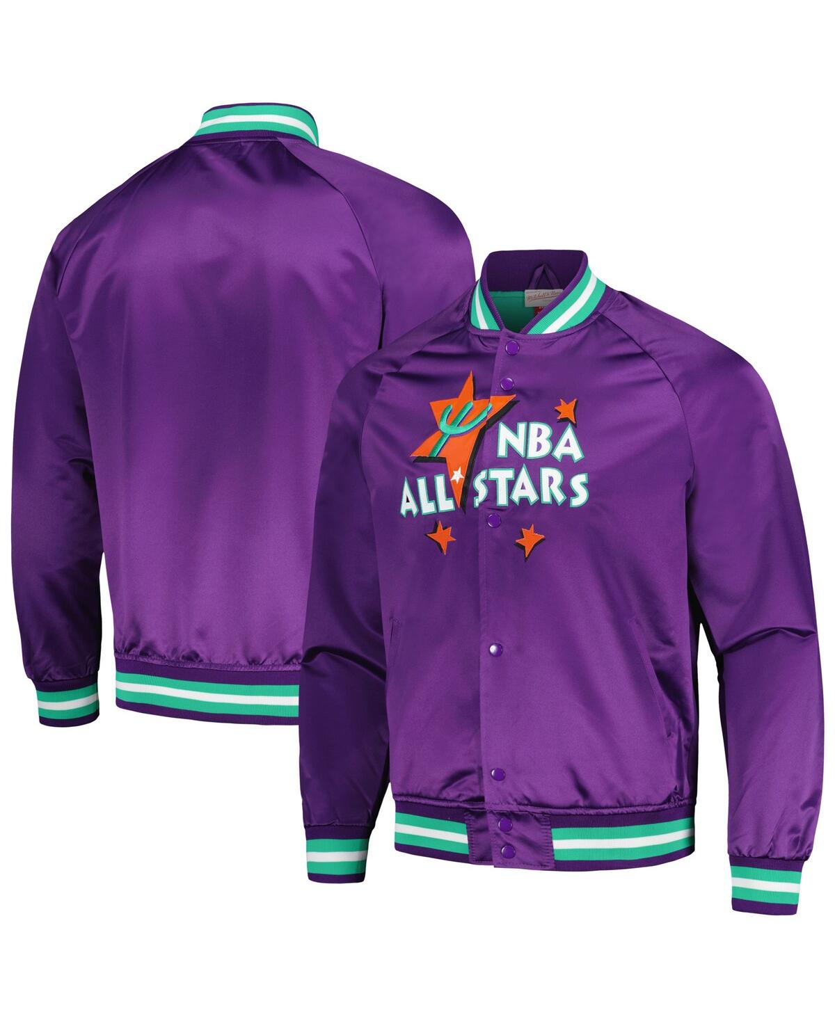 Men's Purple Hardwood Classics 1995 Nba All-Star Game Throwback Wordmark Raglan Full-Snap Jacket - Purple