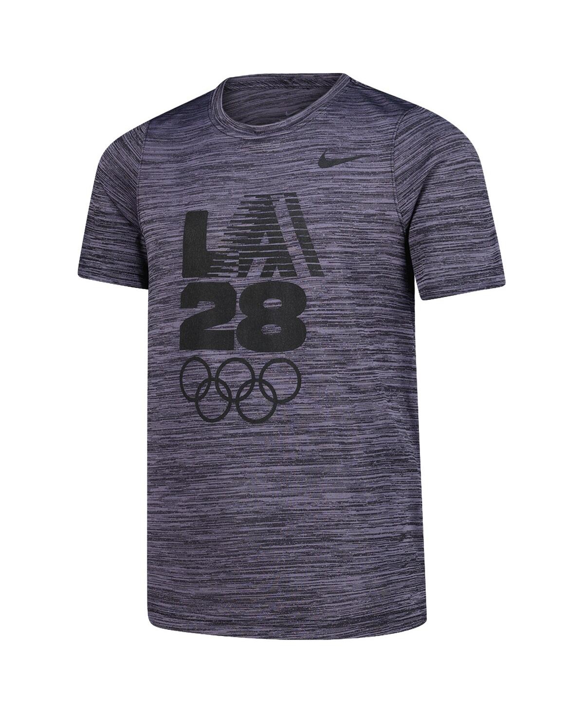 Nike Big Boys And Girls Black La28 2028 Summer Olympics Velocity Team Issue Performance T-shirt In Gray