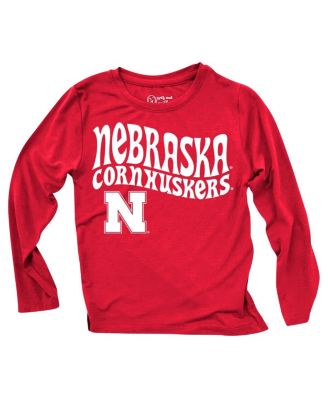 Baby Boys and Girls Nebraska Huskers Long Sleeve Top and Striped Tri-Blend Leggings Set