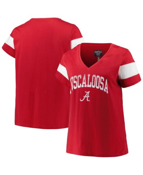 Женская футболка Profile Heather Crimson Alabama Crimson Tide Plus Size Arched City Sleeve Stripe V-Neck