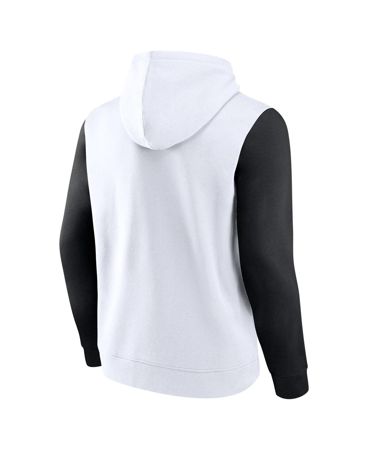 Fanatics Men's White/black Utah Jazz Attack Color Block Pullover Hoodie In Multi