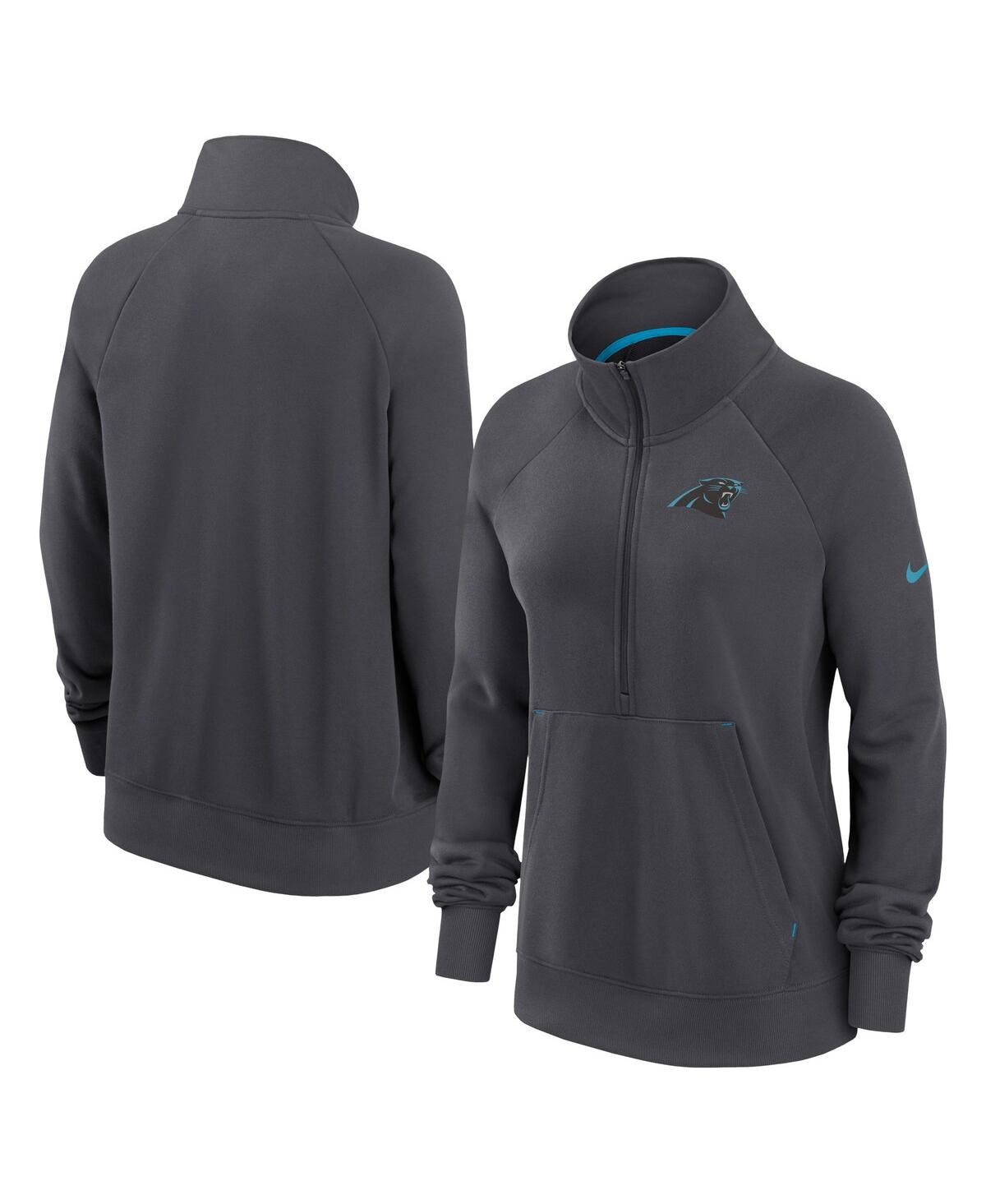 Women's Charcoal Carolina Panthers Premium Raglan Performance Half-Zip Sweatshirt - Charcoal