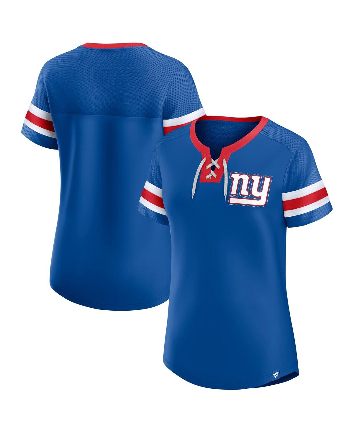 Fanatics Women's Royal New York Giants Bling Athena Jersey Style Lace-up T-shirt In Blue