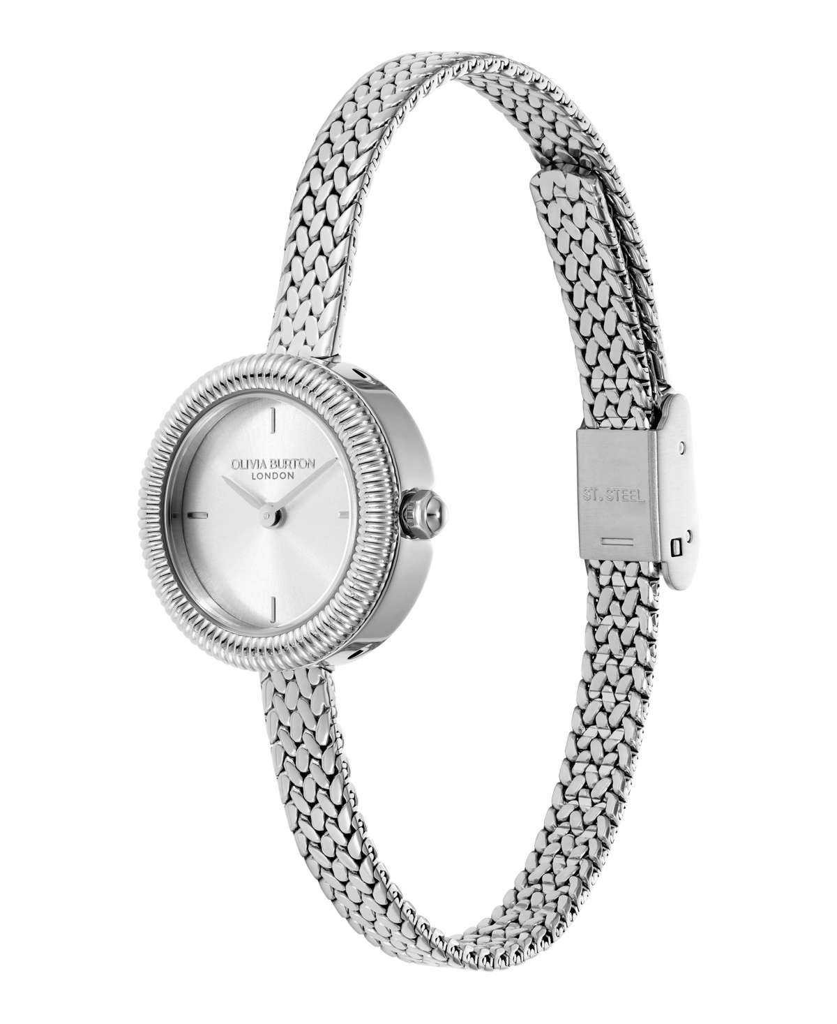 Olivia Burton Women's Finery Silver Tone Stainless Steel Mesh Bracelet Watch, 20mm In Silver