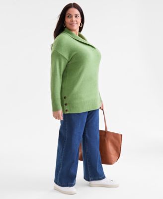 Plus Size Luxsoft Shawl-Collar Tunic Sweater, Macy's Exclusive