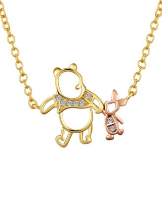 Winnie the Pooh and Piglet Cubic Zirconia Pendant Necklace