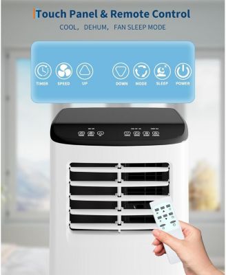 8,000 BTU Portable AC, 3-in-1 Cooling, Fan & Dehumidifier for 350 Sq.Ft, No-Drain, Black Cover