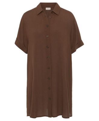 Women's Multi-Way Collared Short Sleeve Tunic Top