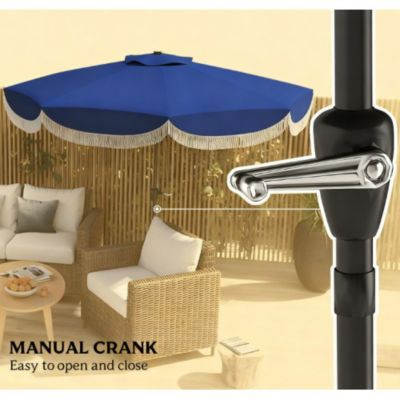 8.8ft Outdoor Umbrella with Crank Patio Umbrella 8 Ribs Push Button Tilt
