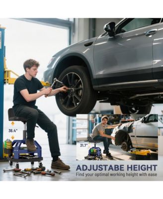 Rolling Mechanic Stool, 300 LBS Capacity Garage Stool,