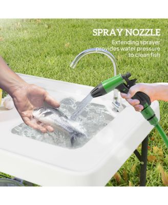 Folding Fish Cleaning Table with Sink, Faucet, Sprayer,