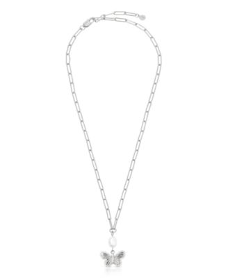 Butterfly Cultured Pearl Chain Necklaces