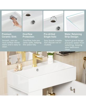 21.6" Bathroom Vanity Combo Cabinet with Single Ceramic Sink and Left Side Storage