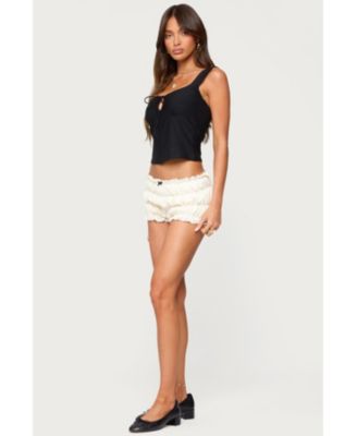 Womens Leya Textured Keyhole Top