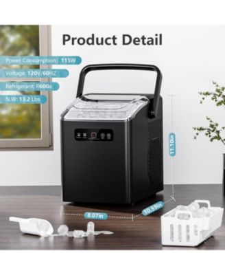 Ice Maker Portable, 26 lbs/day, 9 cubes in 6 mins, Self-Cleaning, Handle, Scoop & Basket, for Home, Kitchen, Camping, RV