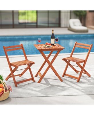 Space-Saving 3-Piece Outdoor Seating Set with Foldable Chairs and Coffee Table – Ideal for Small Patios