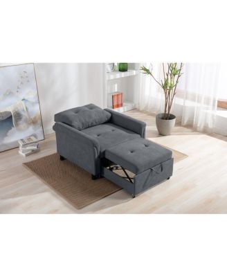 35"W Dark Gray Woven Convertible Armchair