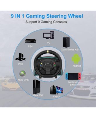 Racing Wheel with 1080° Rotation, Pedals, Clutch & 6-Speed Shifter – Compatible with Xbox One, Xbox Series X|S, PS4, PS3, PC, Switch & Android