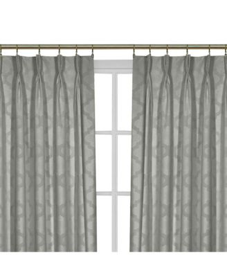 2 Pack Windsor Pinch Pleat/Rod Pocket/Back Tab Quatrefoil Window Curtain Panels - 84 in. Long - Navy