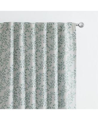 1 Piece Floral Leaf Light Reducing & Thermal Linen Blend Window Curtain Panel - 84 in. Long - Taupe/Beige