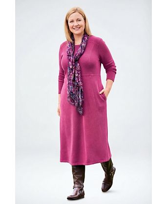 woman within dresses plus size Women's Y-Neckline Dress Effortlessly maintains its charm with machine washable fabric Woman Within Plus Size Printed