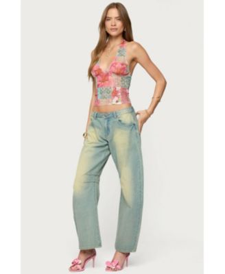 Women's Catie Printed Mesh Halter Top