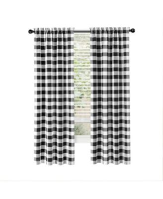 Modern Country Farmhouse 3 Piece Buffalo Check Plaid Window Curtains & Valance Set - 84 in - Granny Apple Green