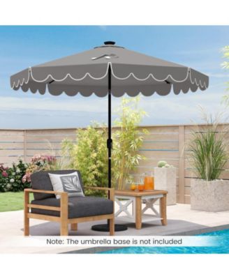 10 FT Solar Patio Umbrella Outdoor Market Sunshade w/ 24 LED