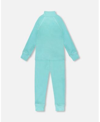 Girl Two-Piece Thermal Underwear Set Turquoise Blue - Toddler|Child