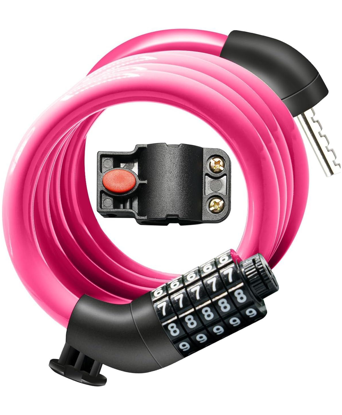 Bike Lock Cable with Combination,High Security 5-Digit Resettable Combination Bicycle Lock Anti-Theft, with Mounting Bracket for Bikes and Scoot