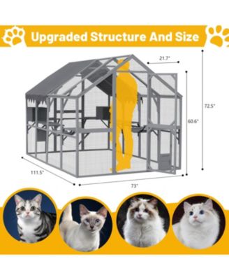 Outdoor Cat House & Enclosure - Large Playpen with Waterproof Cover