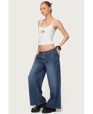 Women's Cory Striped Low Rise Baggy Jeans