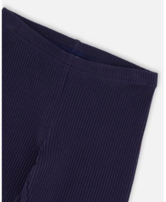 Baby Girls Ribbed Leggings Navy Blue