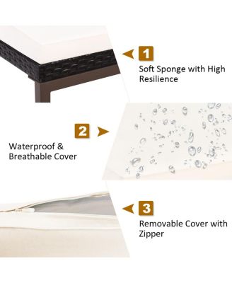 2 PCS Patio Rattan Chaise Lounge Chair Outdoor Reclining Chaise Sun Lounger