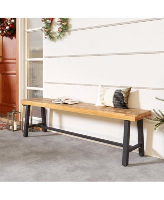 2PCS 63'' Long Outdoor Acacia Wood Bench Seats up to 3 Persons for Garden Porch