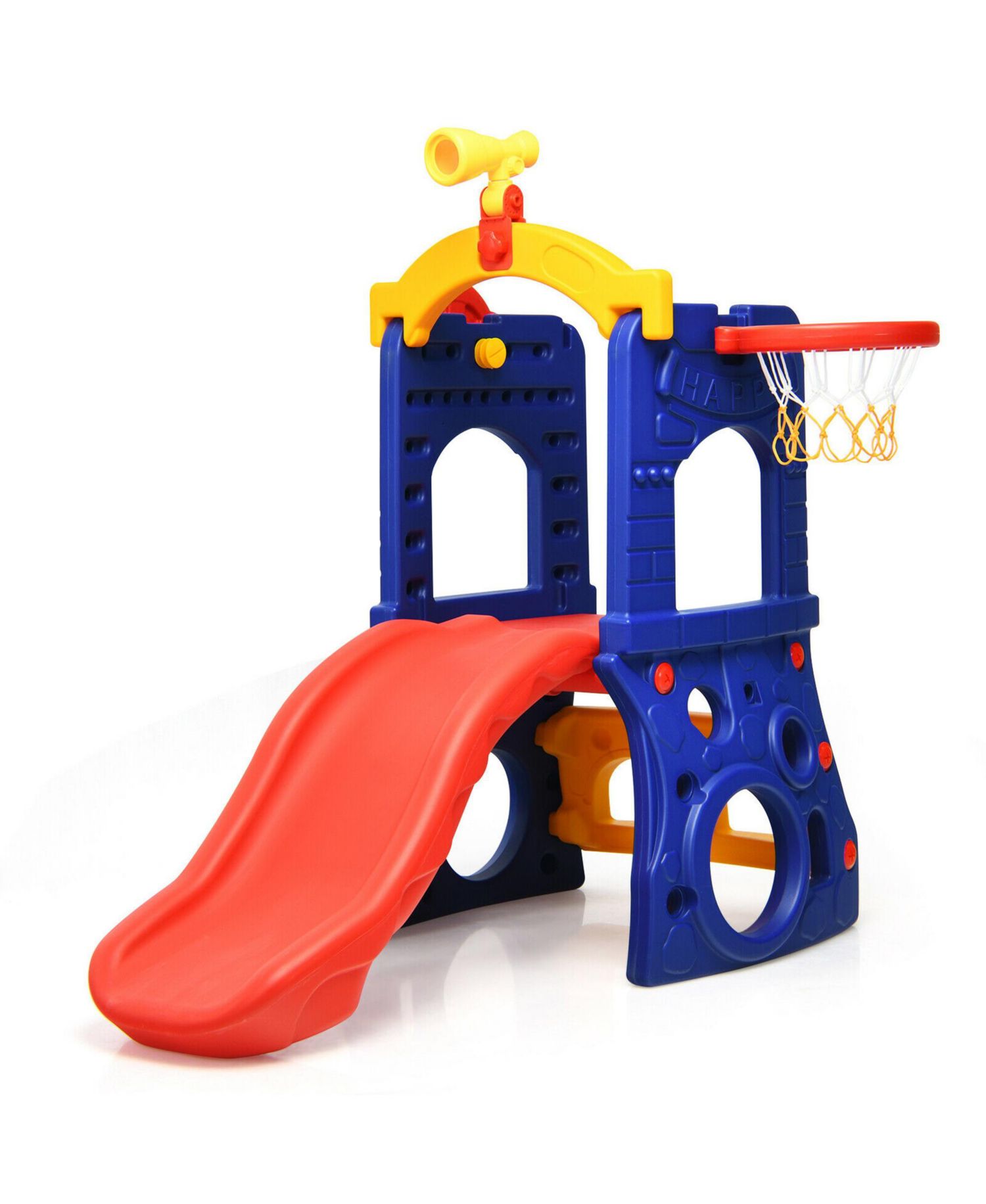 Toddler 6-in-1 Freestanding Slide w/ Basketball Hoop Play Climber Slide Set