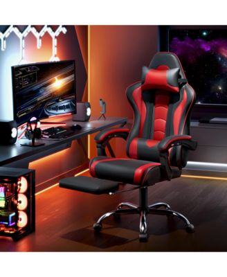 Ergonomic Gaming Chair with High Back and Slide-Out Footrest Full Black