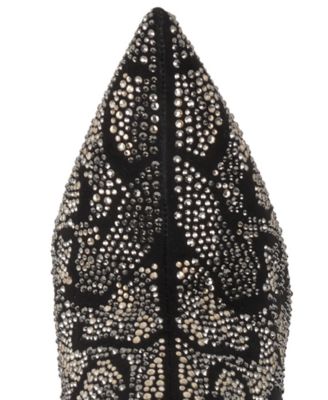 Women's Lovienn Rhinestone Stiletto Knee-High Wide-Calf Dress Boots