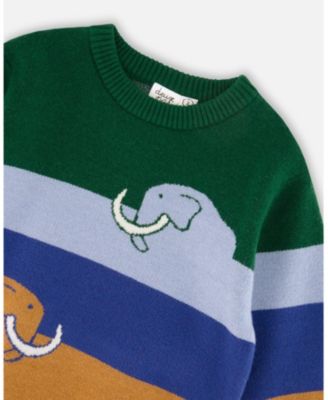 Baby Boy Long Sleeve Knit Sweater Blue, Green and Brown - Baby