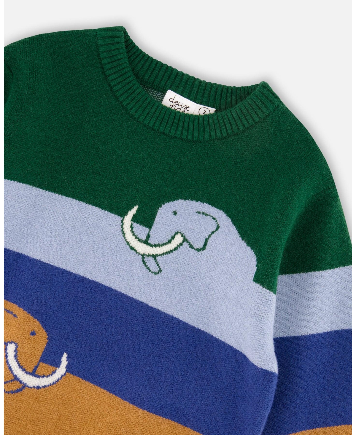 Deux par Baby Boy Long Sleeve Knit Sweater Blue, Green and Brown