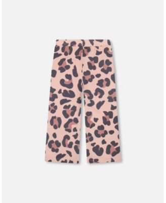 Girl French Terry Wide Leg Sweatpants Pink Leopard - Toddler|Child