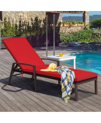 Set of 2 Patio Rattan Chaise Lounge Chair Outdoor Reclining Chaise Sun Lounger