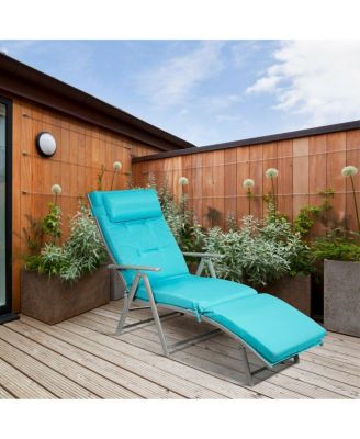 2PCS Outdoor Folding Chaise Lounge Chair w/Cushion