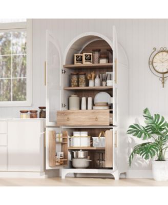 71" Arched Kitchen Pantry Cabinet